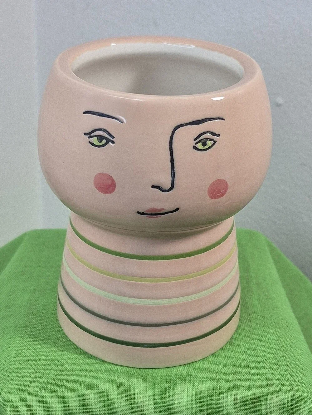 Opalhouse Ceramic Succulent Planter with Drain Plug Rosy Cheeks Face 4.5